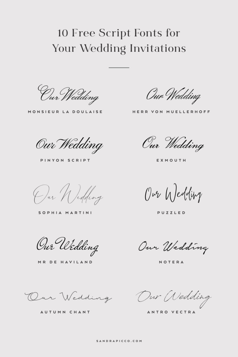 10 Free Script Fonts for Wedding Invitations - sandrapicco.com