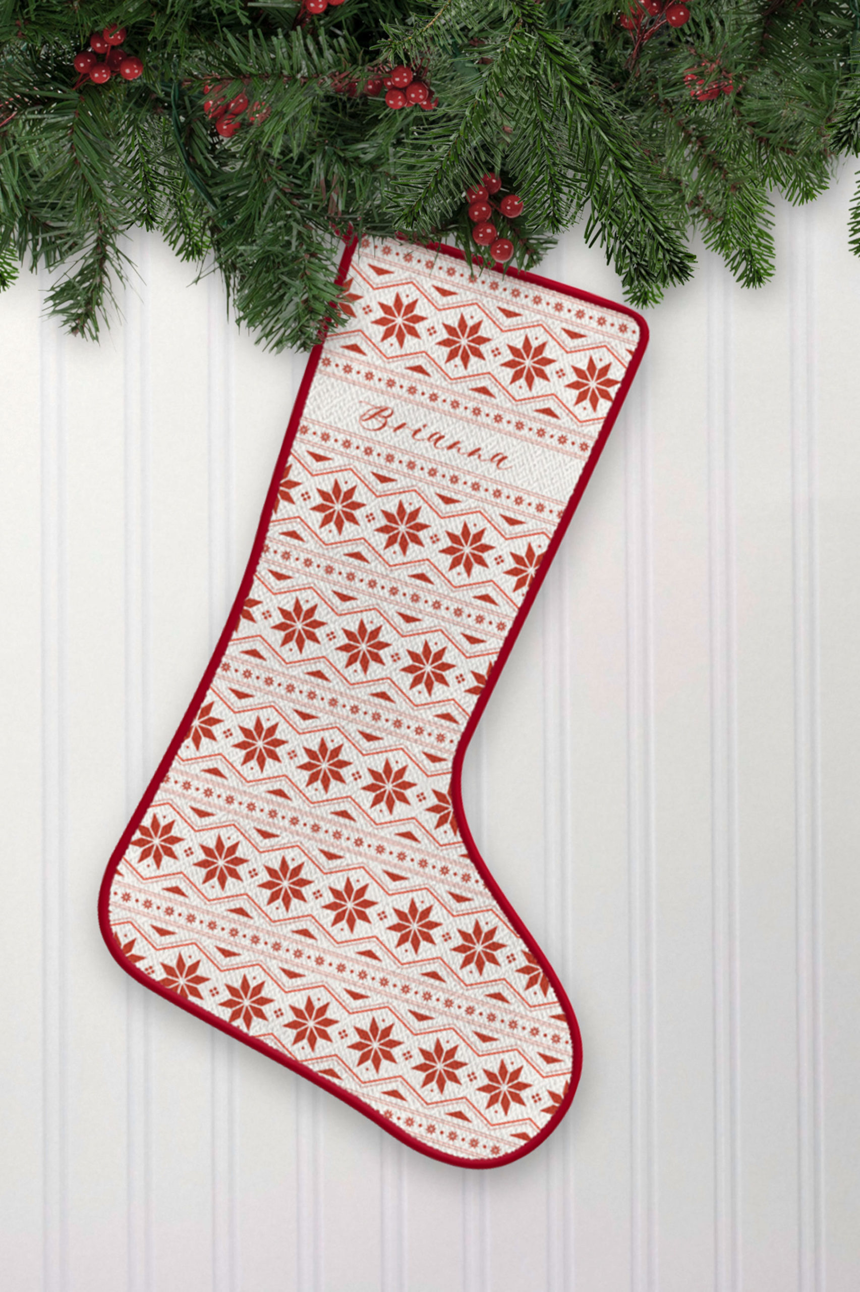 Personalized Nordic pattern Christmas stocking