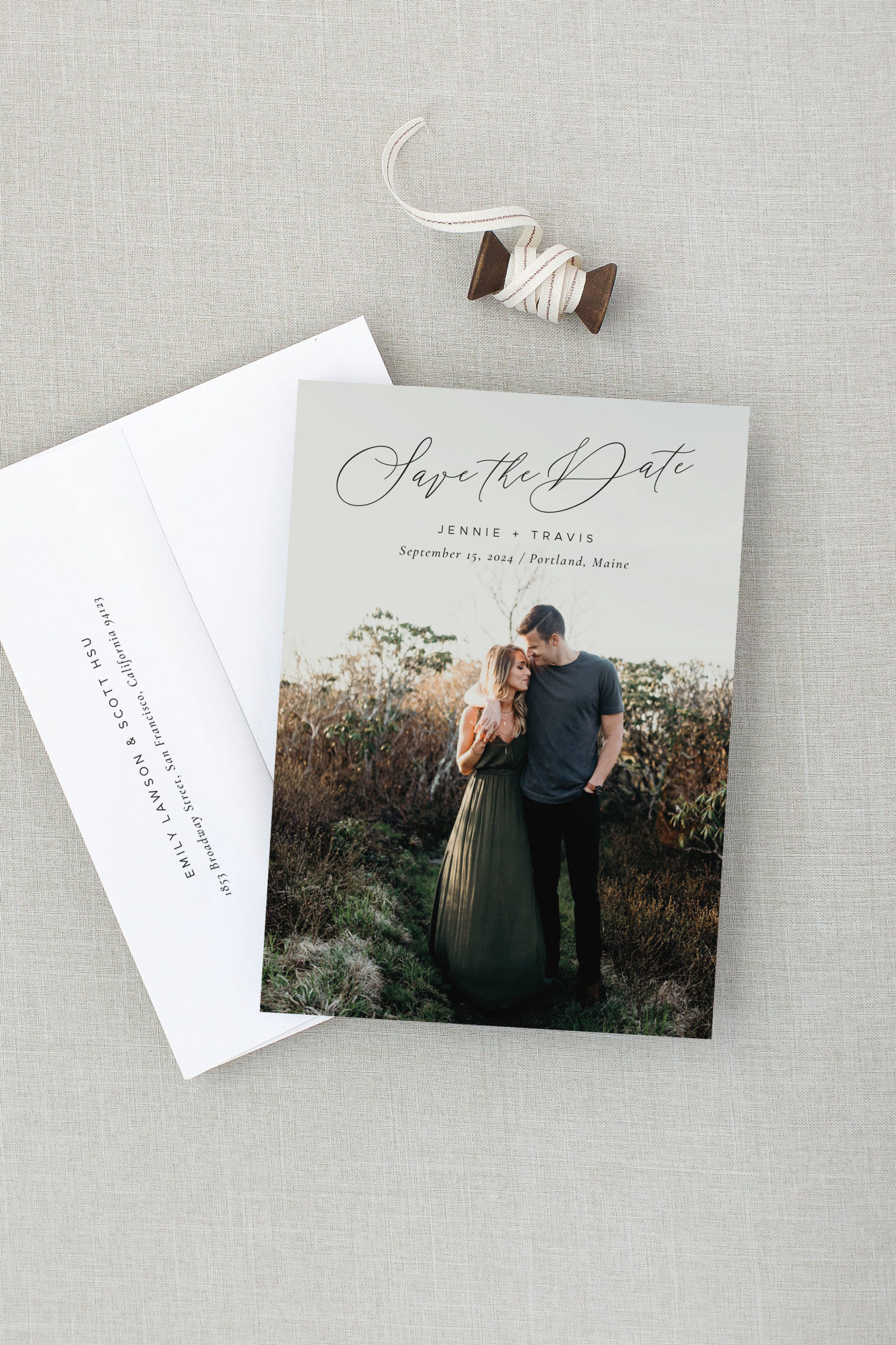 Full bleed photo save the date card